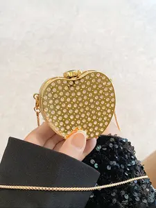 Cute women's handbag, mini bag, sparkling chain bag, mini wallet, heart-shaped crossbody bag, love bag, apple shaped bag, novelty bag, creative gift, Cross Body Bags, Crossbody Clutch Purse