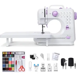 Sewing Machine for Beginners, Mini Sewing Machine with Extension Table, 6 Replaceable Presser Feet, Sewing Kit, Equip 12 Stitches, Suitable for Kids, Adults Beginners(Purple)