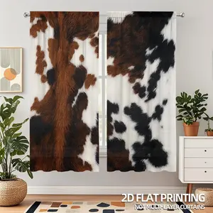 Cow Print Curtain, Modern Simple Window Curtain, Privacy Grommet Curtains, Window Drapes for Home Living Room Bedroom Office Decor