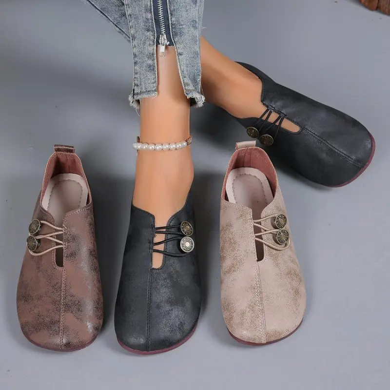 2025 New Women's Slip-On Round Toe Flatform Creeper Training & Gym Shoes - Minimalist, Lightweight, Breathable, Retro, Synthetic Fabric, Rubber Sole, Tactical Dark Brown Casual Walking Shoes