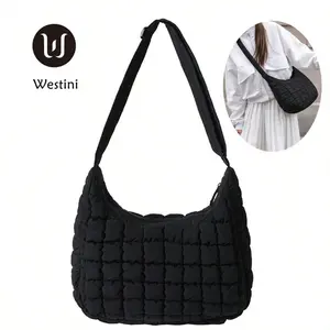 Quilted Cloud Crossbody Bag, Aesthetic Bubble Hobo Bag, Puffy Shoulder Purse for Women, Lightweight Daily Messenger Bag