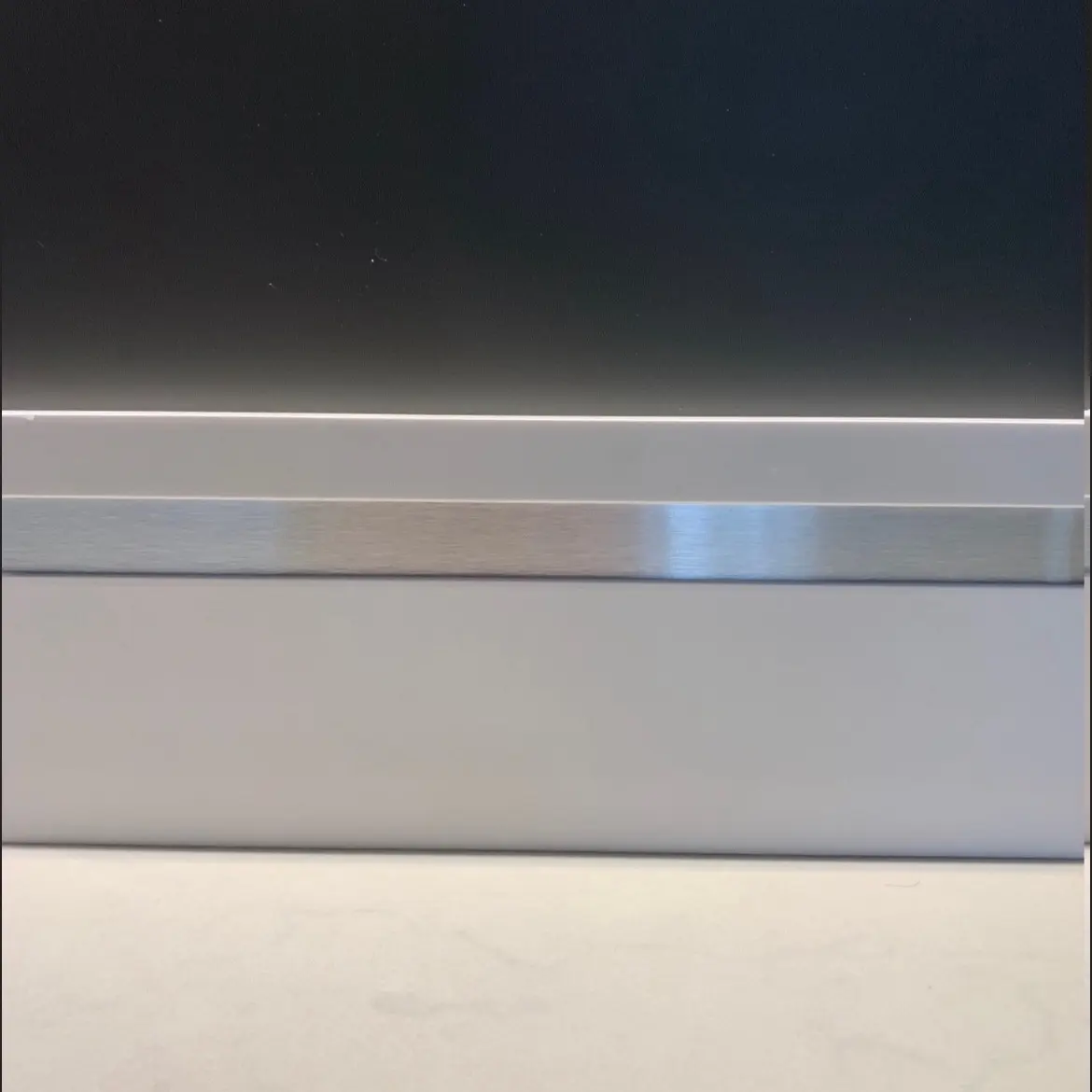 Box of 10 Baseboard Mouldings with Stainless Steel Inserts to compliment any interior design. Perfect for construction project at home or at your business.