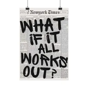 Retro Black and White Newspaper Poster Canvas Wall Art - Lightweight, Artistic Artwork with Positive Affirming "What If It All Works Out" Quote, Minimalist Decoration for Home Bedroom (May New Arrivals, Ideal Gift)