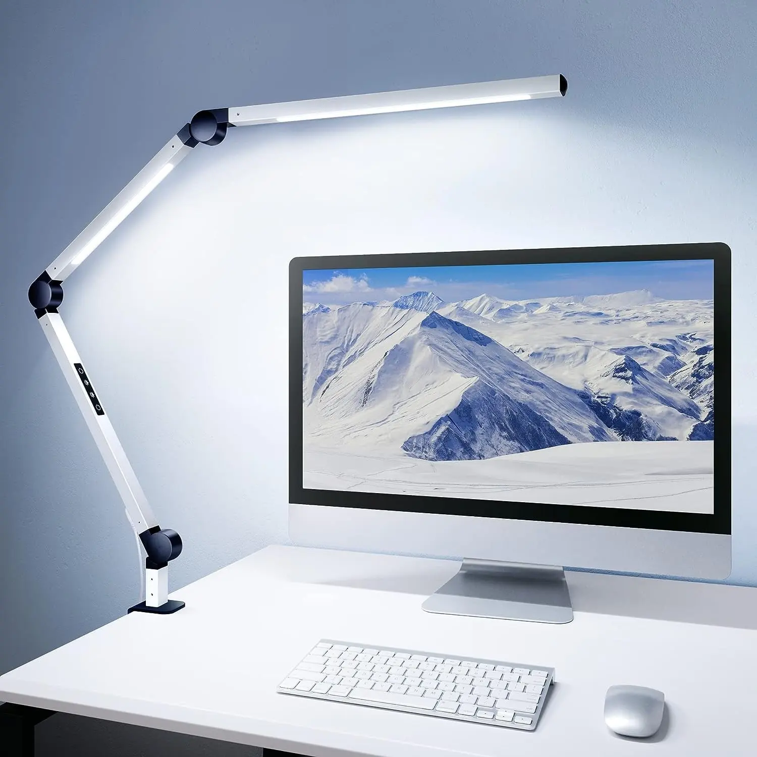 Clamp-on Dual LED Desk Lamp with Adjustable Brightness