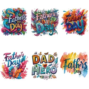Fathers Day Letter Pattern Heat Transfer Sticker, 6 Counts/set DIY Heat Transfer Sticker, Heat Press Sticker for T-shirt, Jeans, Backpack & DIY Clothing, Diy Craft Embellishments