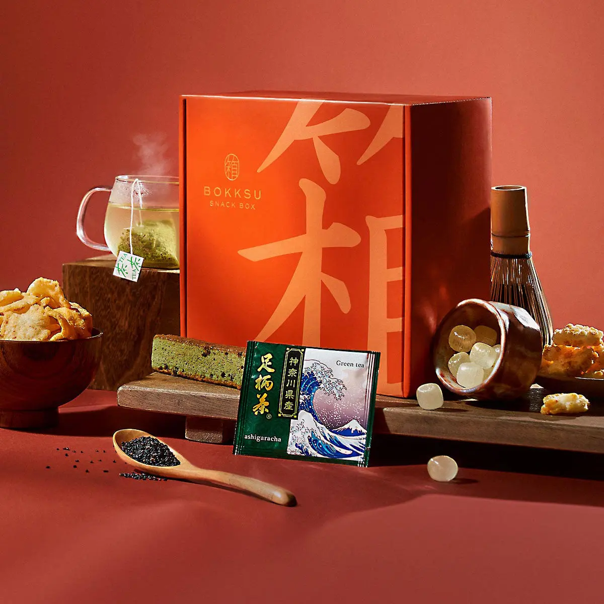 Seasons of Japan Snack Box - 1-Piece Tea + 22-Piece Snacks from Japan - Authentic Japanese Food Box with Cookies, Chips, Mochi, Crackers, Tea, and More