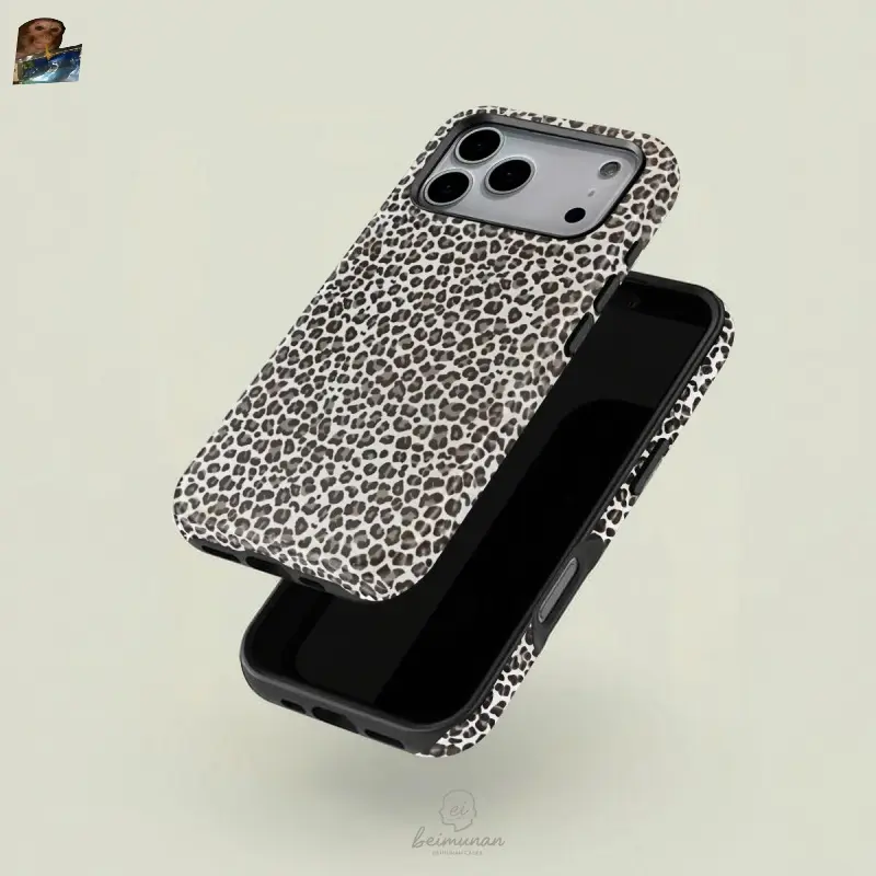 Leopard print fashion temperament pattern two-in-one mobile phone case, texture, durable, shockproof, stylish protective cover for iPhone 11 12 13 14 15 16 17 Pro Max Pro Plus, compatible with Samsung Galaxy S25 S24 S23 Ultra