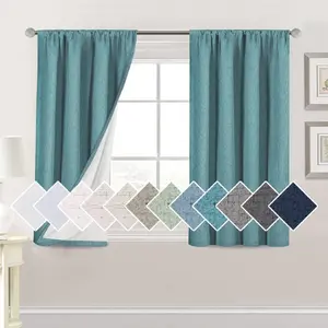 H.VERSAILTEX Linen Look 100% Blackout Curtains for Bedroom Full Light Blocking Rod Pocket Linen Textured Thick Window Curtain Drapes with White Backing, 2 Panels