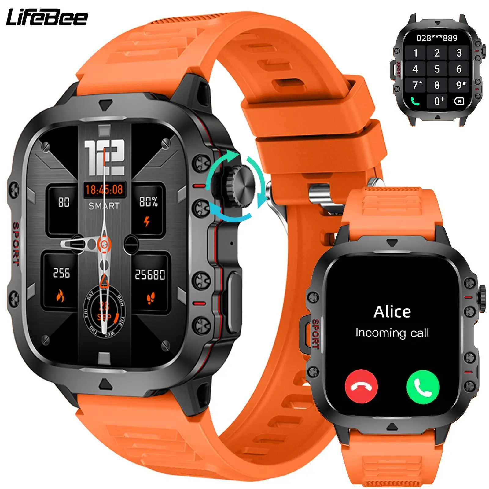 LIFEBEE Multifunctional Smart Watch for Men & Women, Touchscreen Smartwatch Fitness Tracker With 100+ Sport Modes Pedometer & 1.96" Screen, Answer/Mak