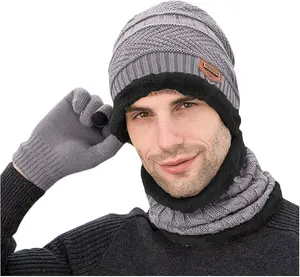 Set de Invierno hombre y mujer unisex 3 en 1: Gorro, Bufanda y Guantes con Forro Polar