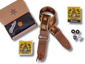 Disher Guitar Strap Rattlesnake and Star Don't Tread on Me (Seatbelt-Nylon/Cowhide Leather) Guitar Strap Gadsden Flag and Star