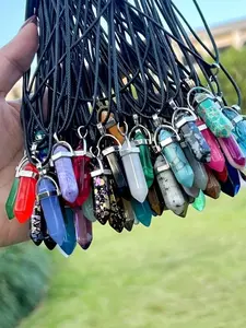 Random Color Natural Stone Pillar Pendant, Agate Crystal Healing Stone Pendant, Fashion Natural Jewelry Accessories for Women & Men, Trendy All-match & Exquisite Jewelry for Birthday Gift