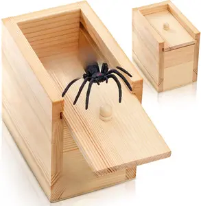 FunFamz Original Spider Prank Box – Wooden Jumping Spider Surprise with Hidden Gift Card Holder, Funny Prank Toy for Adults and Kids