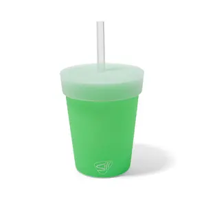 Silipint 8oz Kids Glow-in-the-Dark Silicone Straw Tumbler Cup Premium LFGB-Certified 100% Food-Grade Reusable Drinkware Unbreakable BPA-Free Dishwasher Safe, Portable, Hydrating Tumbler for Kids