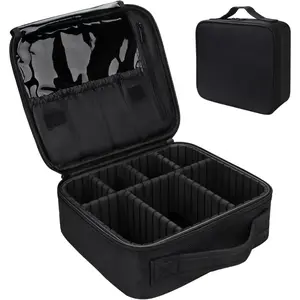 Makeup Travel Case Cosmetic Storage Organizer Portable Hard Shell Bag with Removable Dividers for Brushes Jewelry Electronics and Travel Size Toiletries Perfect for Vacation