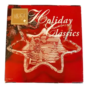 Mikasa NEW 13” Holiday Classic Star Platter Thick-Glass Xmas Winter Germany Made