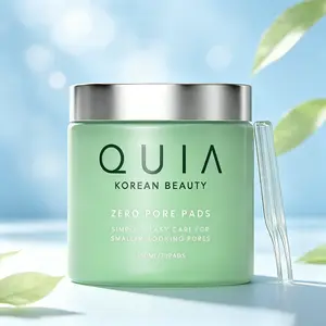 QUIA Dual-Action formula toner pads, crafted with Korean textured design, offer mild PHA exfoliation, hydration and pore care ideal for sensitive skin