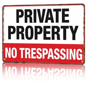 High-Visibility PRIVATE PROPERTY NO TRESPASSING 8x12 Inch Aluminum Metal Sign for Yard & Property Boundaries Durable Rust-Proof Design Signage Lightweight bedroom decor gifts for boyfriend wall decor Frame