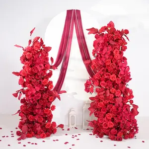 A875201 Red Rose Flower Row KT Board Floral Arrangement Wedding Backdrop Decor Props