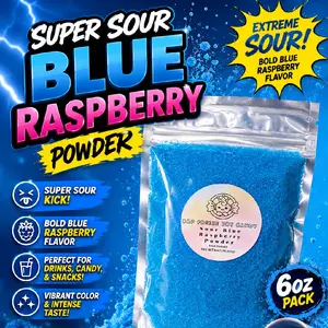 Blue Raspberry Super Sour Powder 6oz bag - Tangy Fruity Flavor for Desserts & Beverages Ideal for Baking & Smoothies Extreme Sour & Tangy