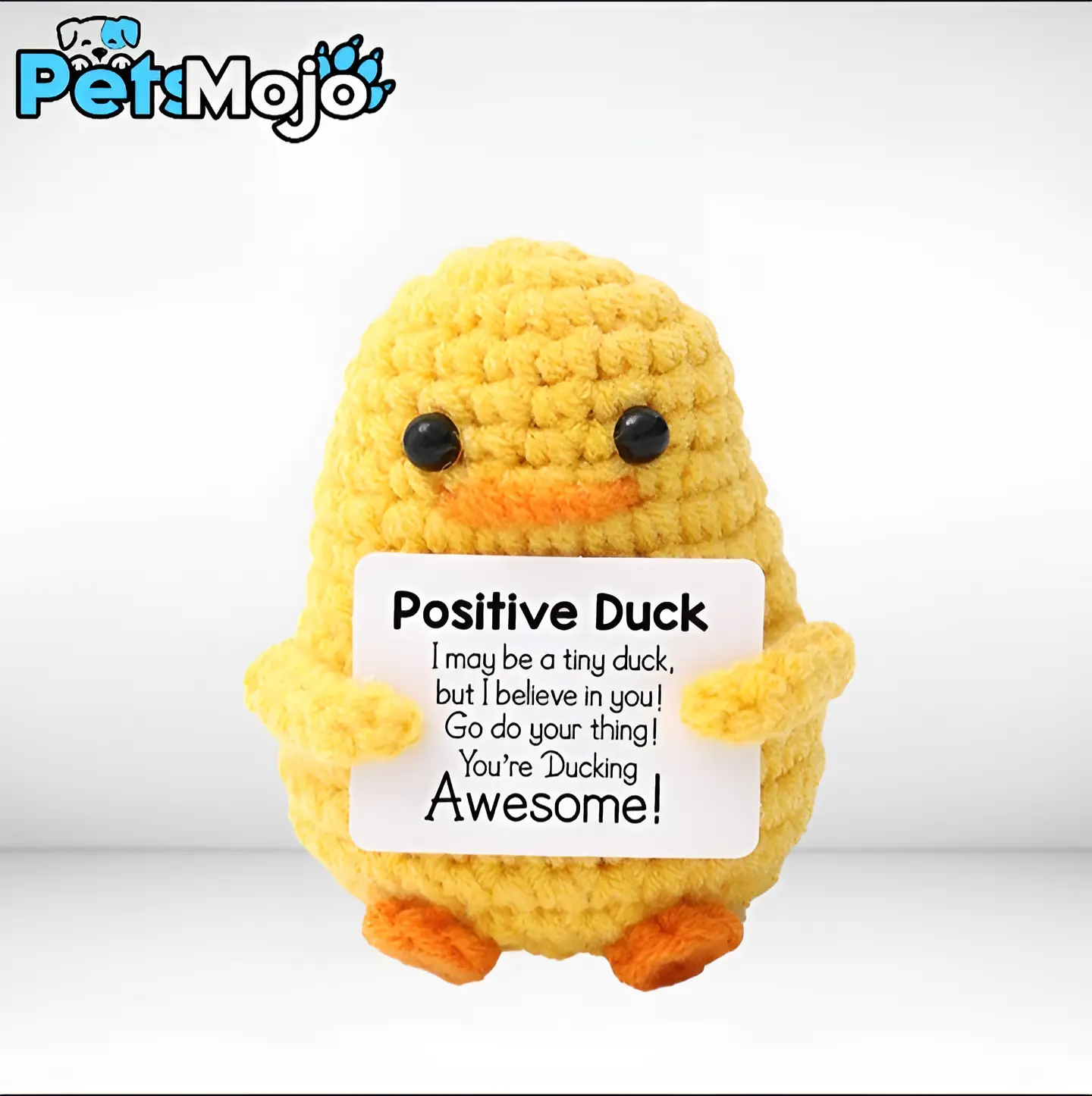 Emotional Support Duck Crochet Kit, Positive little yellow duck design crochet kit, cute knitting wool doll with front card, cheer up decoration for birthday party, New year birthday gift, cute room decor, knitted toys, positive birthday gift, room decor