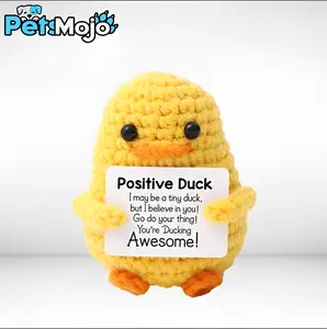 Emotional Support Duck Crochet Kit, Positive little yellow duck design crochet kit, cute knitting wool doll with front card, cheer up decoration for birthday party, New year birthday gift, cute room decor, knitted toys, positive birthday gift, room decor