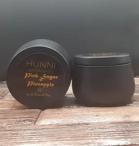 HUNNI Pink Sugar and Pineapple travel tin soy candle