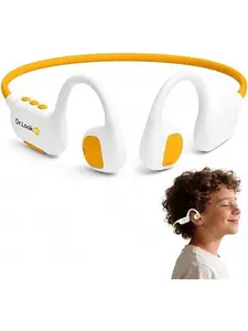 Kids Headphones - Bluetooth 6.0 Air Conduction Open Ear Kids Bluetooth Headphones - 85dB Safe Volume, IPX4 Waterproof - with Mic for School, Gaming, Sleeping, White
