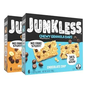Junkless Chocolate Chip & Peanut Butter Chocolate Chip Chewy Granola Bars Twin Pack - Less Sugar, Great Tasting, Wholesome Snacks - 1.1 oz. Bars