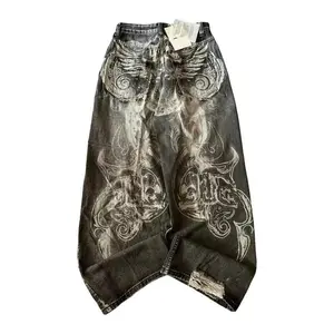 Streetwear New Fashion Oversized Print Baggy Jeans Women Y2K Harajuku Hip Hop Vintage Gothic High Waist Wide-leg Pants Trousers