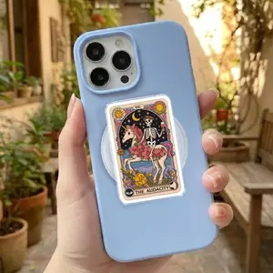 The Audacity Tarot Card Phone Grip, Unique Skeleton & Unicorn MagSafe Holder, Whimsical Witchy Griptok, Quirky Gift for Tarot Lovers & Readers