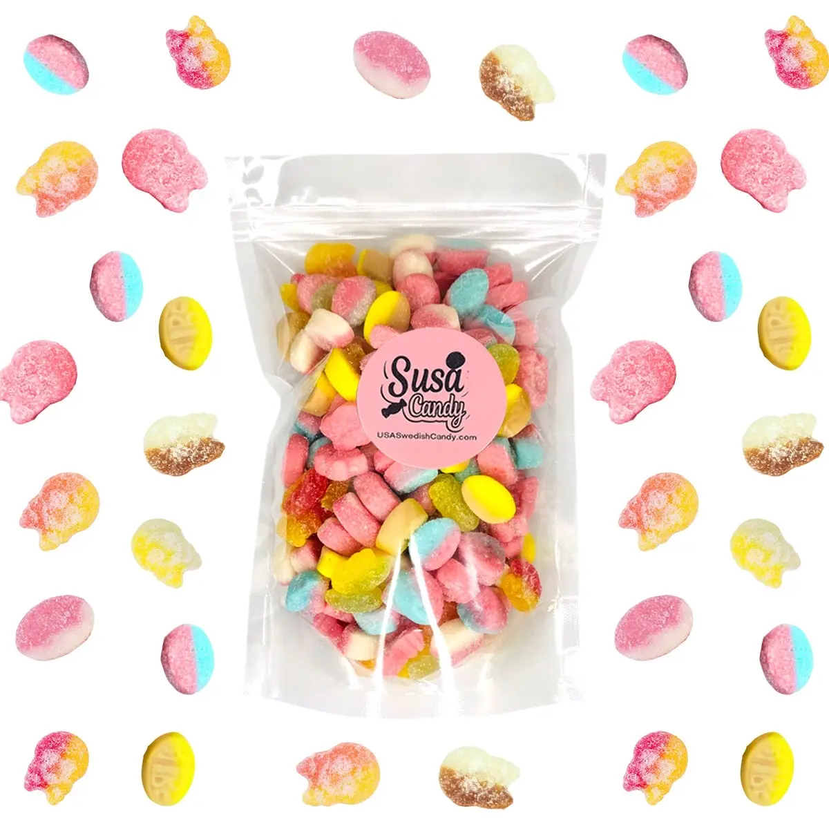 Bubs Swedish Candy - Mini Bubs Sweet Sour Mix 1/2 lb Vegan Gluten-Free Mixed Flavors