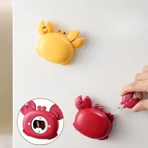 3-in-1 Magnetic Cartoon Crab Multi-Tool Utensils - Metal-Plastic Bottle Opener, Smooth Blade, Hidden Mini Scissors, Express Box Cutter, Fridge Wall Mount, Red/Blue Options, Sports & Outdoor Protective Gear Accessory, Birthday Gift