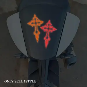 2PCS/SET Cool Street Style Dark Motorcycle Totem Decor Sticker, Suitable for SUV Side Windows, Electric Vehicle Panels, Skateboards, Helmet Decor, Exclusive Personalized Body Sticker for Young Dark Motorcycle Hardcore Trendsetters