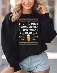 The Most Wonderful time for A Beer Sweater, Ugly Christmas Sweater, Drinking Gifts, Christmas Crewneck, Gift for him,Funny Christmas Sweater