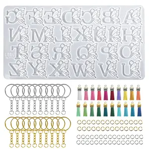 LEQU 61pcs butterfly letter silicone mold set, including earrings, pendants, keychains, decorations