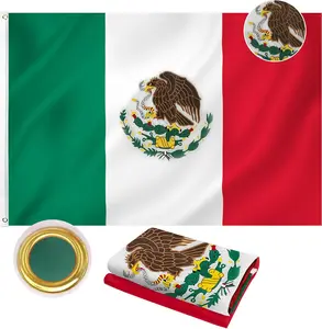 Mexican Flag 3x5 FT Outdoor, Heavy Duty 210D Oxford Fabric Mexico Flag | Embroidered Eagle & Snake & Cactus, Bandera De Mexico Mexicana | MX National Country Flag for Wall Indoor Home Garden
