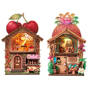 Fridge Magnet DIY Book Nook Kit, 3D Puzzle Toy, Dollhouse Shop Animal Mini House, Creative Assembly Model, Decorative Furniture, Miniature Set