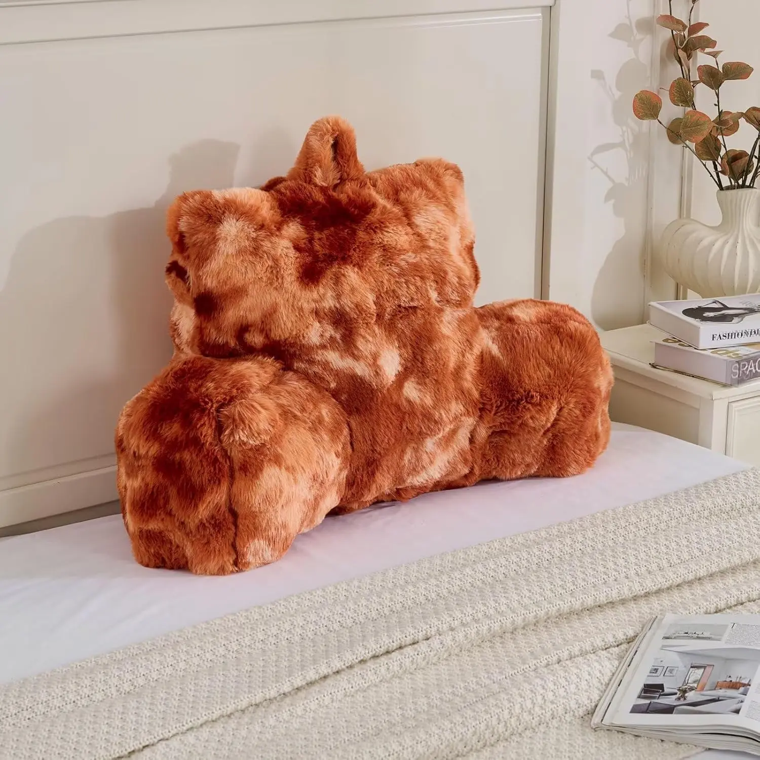 Reading Pillows for Boyfriend Adult,  Pillow Bed Wedge Large,  Rest Support Cushion for Sitting Up in Bed/Couch for Bedrest 18inch-Tie-dye Burnt Orange