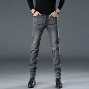 Men's Minimalist Washed Straight-Leg Denim Jeans - Menswear, Slimming, Elastized, Better-Fitting Business-Casual Stretch Pants for Workplace Men, Pair with Sweater, Knit