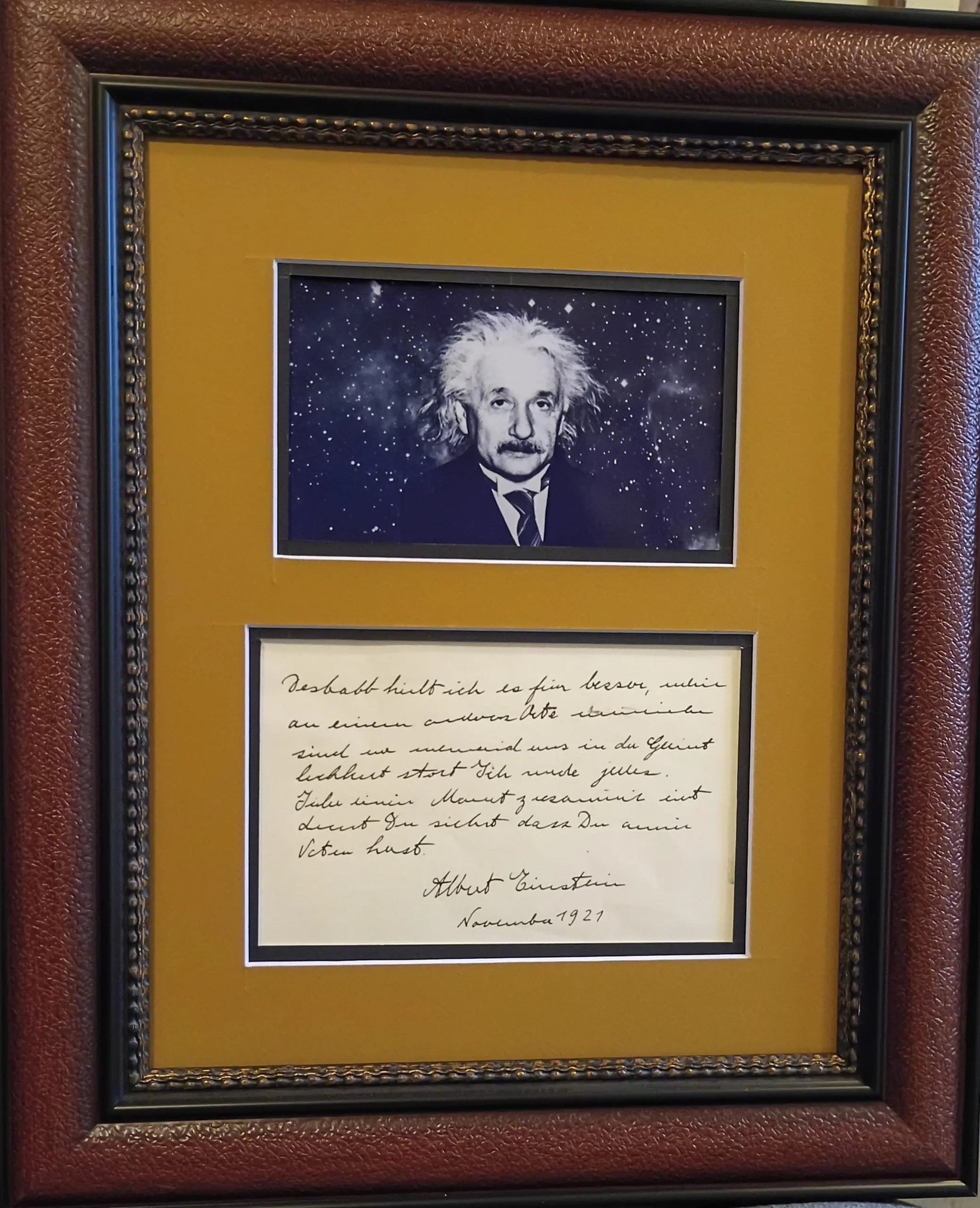 Albert Einstein handwritten note
