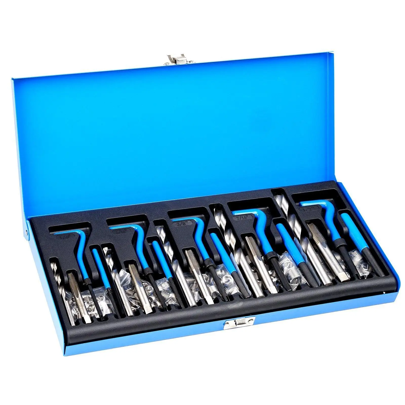 【Summerfinds】VEVOR 131 PCS Helicoil Thread Repair Kit SAE Tool 1/4 5/16 3/8 7/16 1/2 in UNC，repair tool kit
