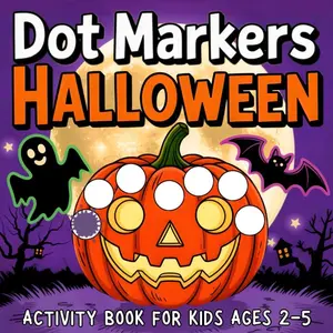 Halloween Dot Markers Activity Book for Kids Ages 2-5: 50+ Cute and Spooky Designs — Pumpkins, Ghosts & Witches with Big 0.75 Inch Dots, Bold Outlines and Easy Coloring Fun for Toddlers Paperback – September 17, 2025