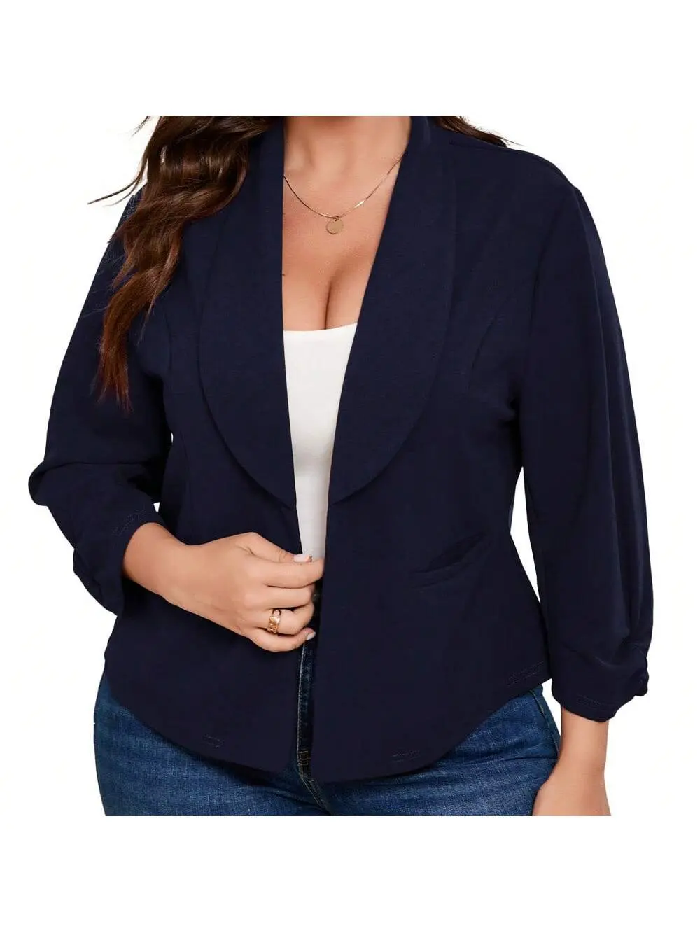 【Christmas Gift】Womens Plus Size Casual Long Sleeve Blazer Open Front Cardigan Work Office Jacket Suit Blazer With Pocket Comfort Womenswear Beach Breathable