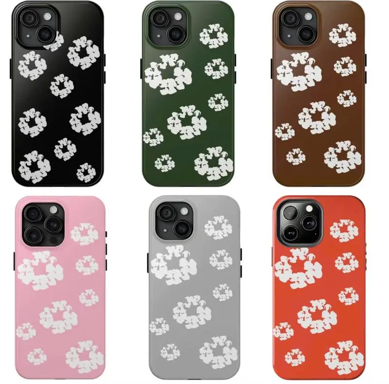 Vintage Denim Tears Coquette-Inspired Shockproof Cellphone Case - Tough Cloth & Rubber Casing, Cotton Wreath Cover for iPhone 16/15/14/13/12/11, Durable Tech Accessory, Handheld Phone Accessory, Accessories, Tech Accessories
