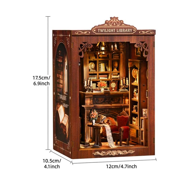 【US Shipping】BOOK NOOK Twilight Library DIY hut 3D three-dimensional hand-assembled booklet toy house, Christmas gift toy house,book nook,mini house,doll house,wooden dollhouse kit,victorian dollhouse,miniature house kit,miniature kit,dollhouse