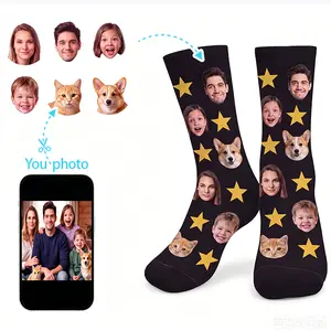 【Custom】Customized face socks, personalized photo socks, mid-calf socks with family and pet avatars, fun and novel customized gift socks for both men and women