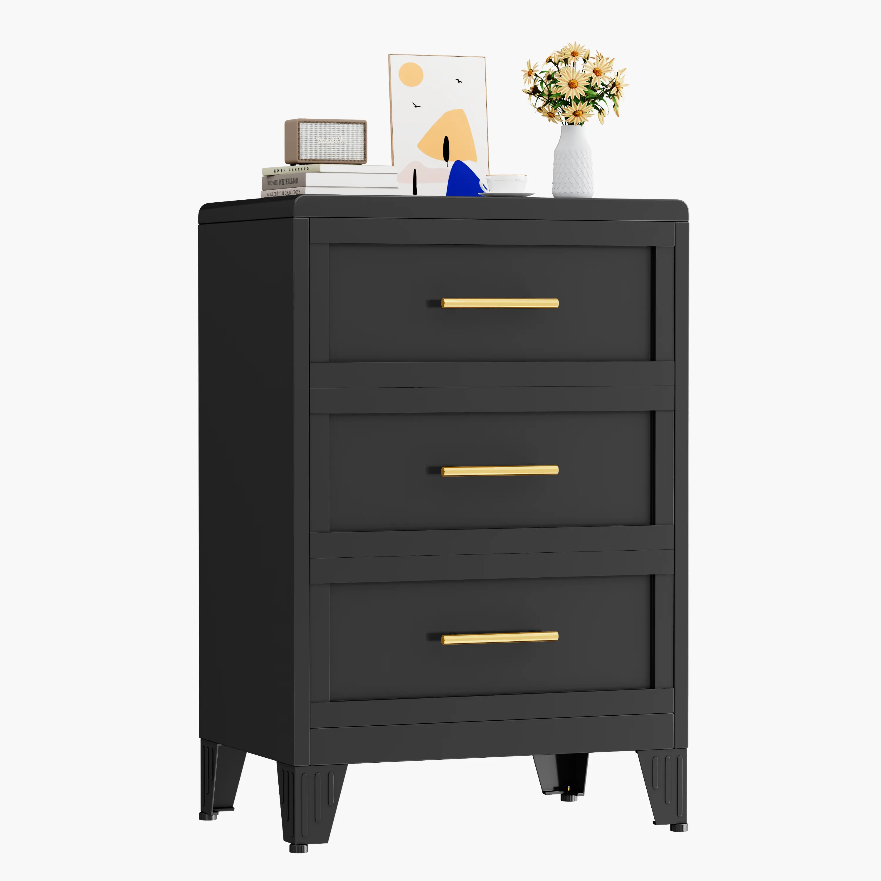 3 Drawers Black