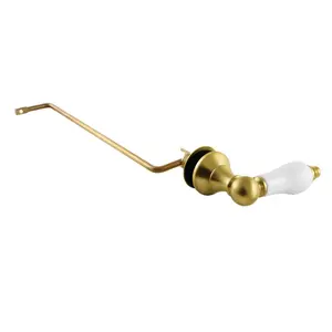 212 MAIN Victorian Bathroom Toilet Tank Lever - ADA Compliant, Decorative Porcelain Handle, Side Mount, Solid Brushed Brass, Easy Installation