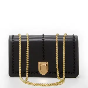 SUSU Josie Black Leather Chain Bag